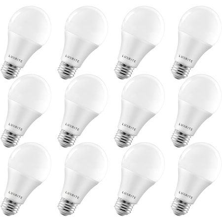 Luxrite A19 LED Light Bulbs 15W (100W Equivalent) 1600LM 5000K Bright White Dimmable E26 Base 12-Pack LR21443-12PK